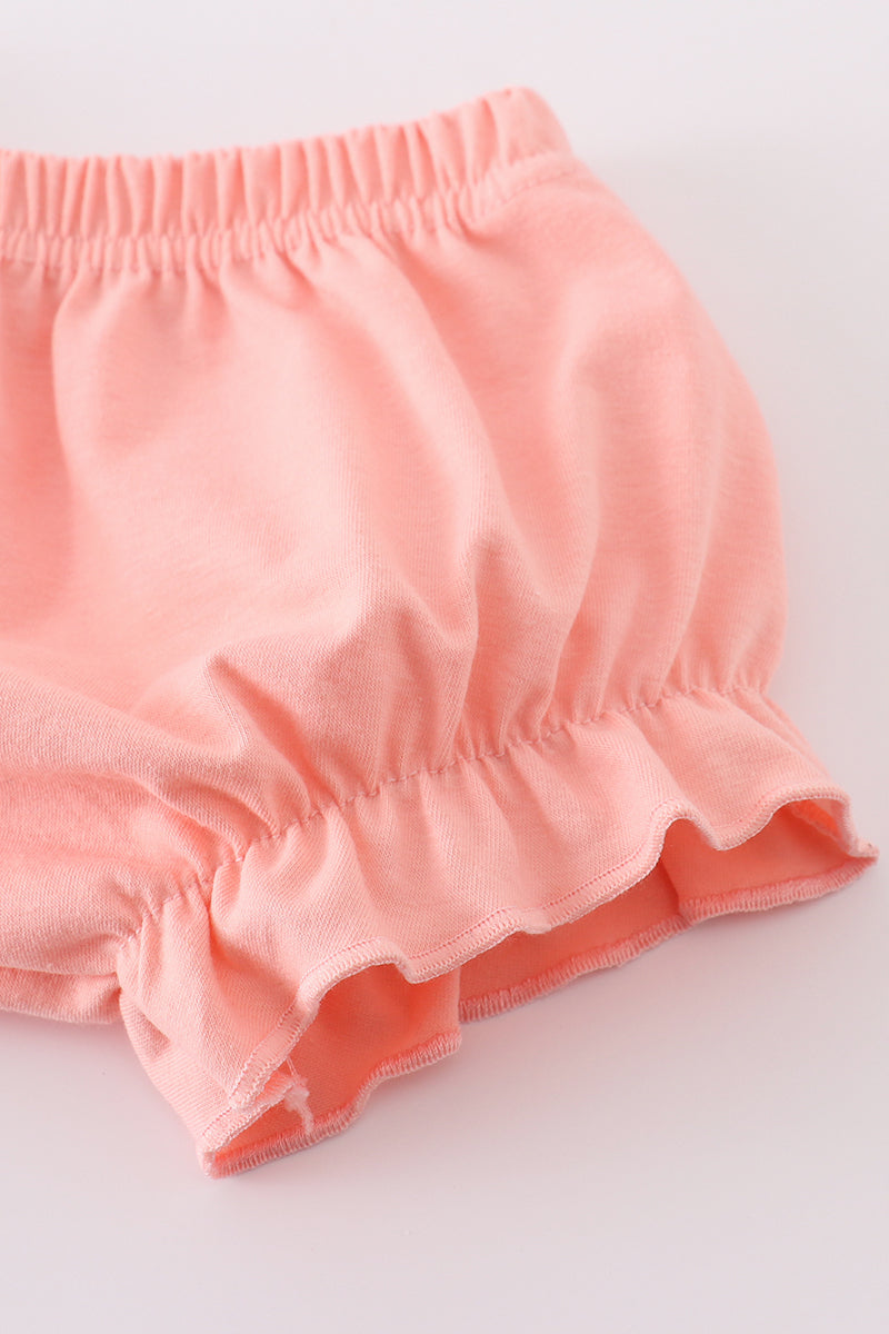 Floral crab embroidery ruffle bloomer set