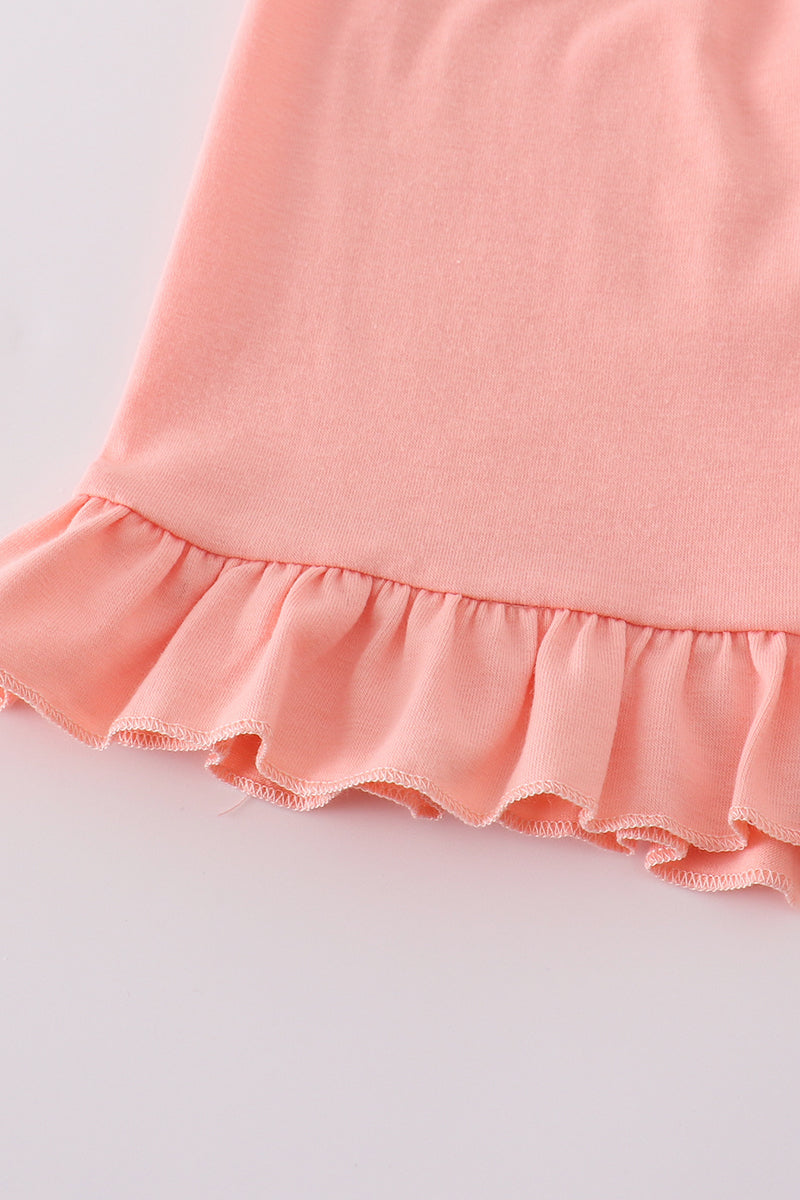 Floral crab embroidery ruffle shorts set