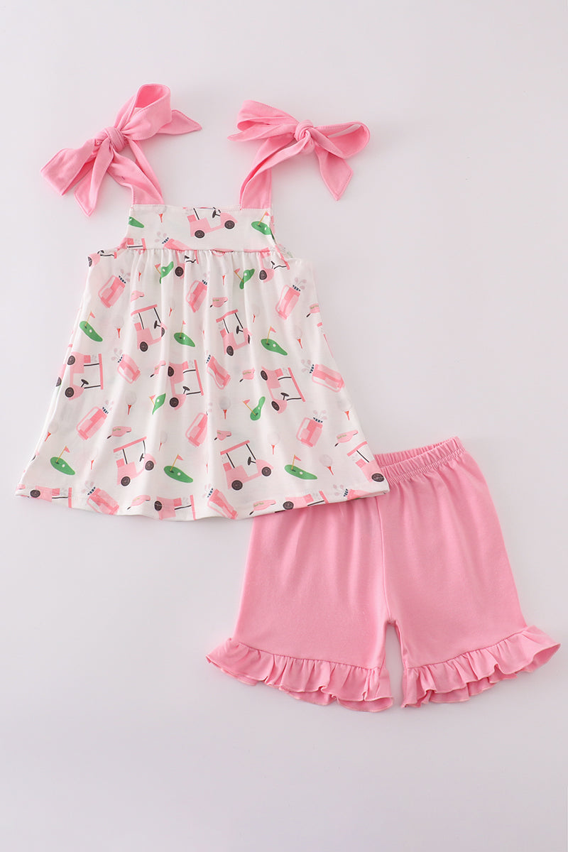 Pink golf print set