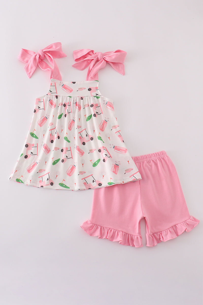 Pink golf print set