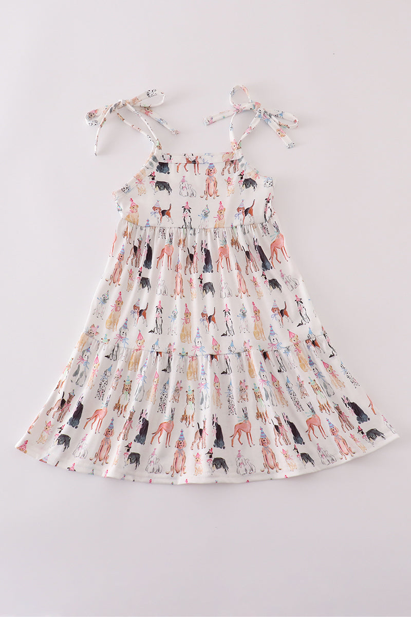 Pink party puppy print dress