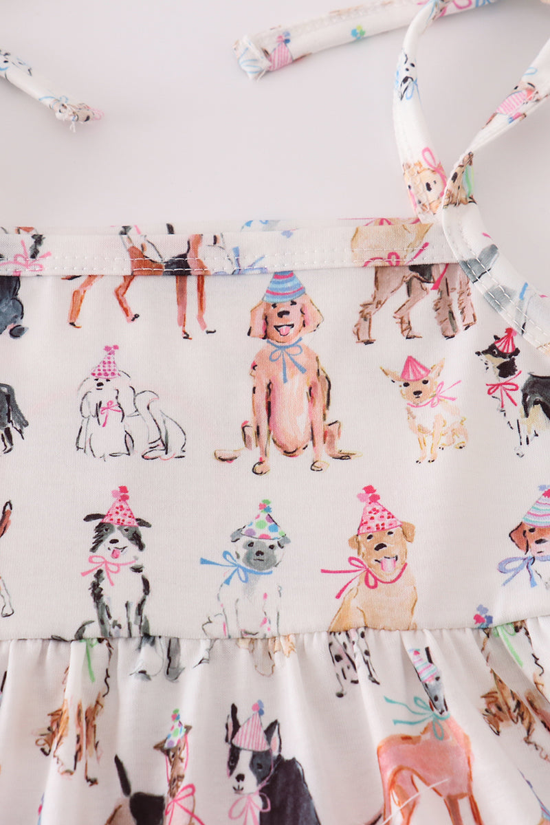 Pink party puppy print dress