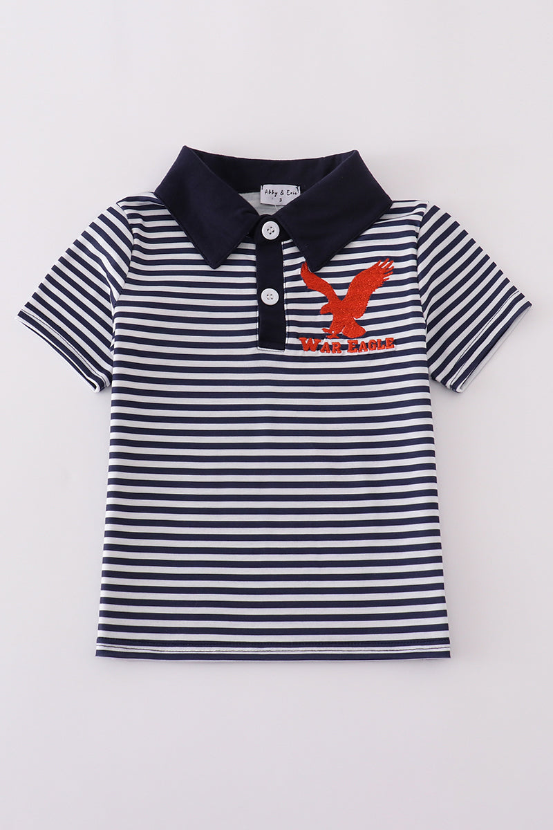 Navy Auburn war eagle embroidery button down shirt