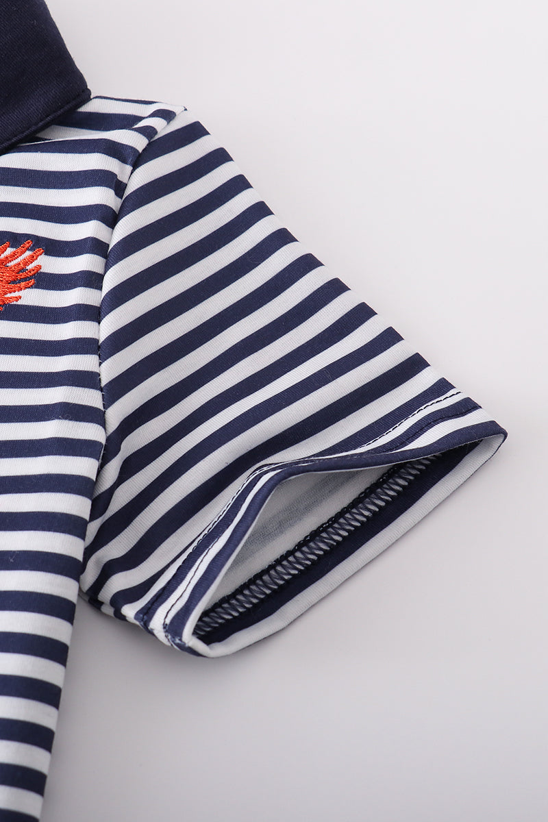 Navy Auburn war eagle embroidery button down shirt