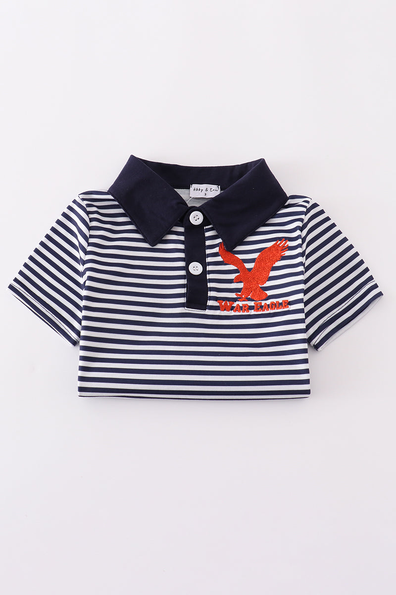 Navy Auburn war eagle embroidery button down shirt
