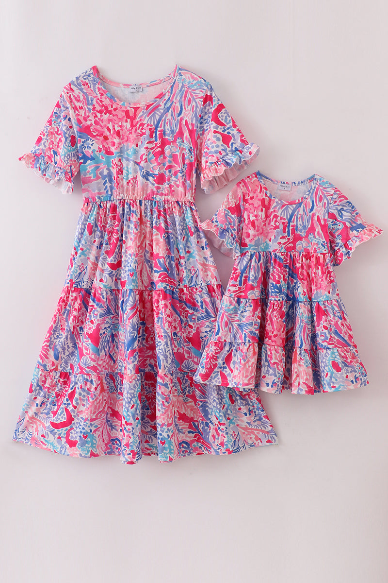 Pink Paradise Reef print mom&me dress