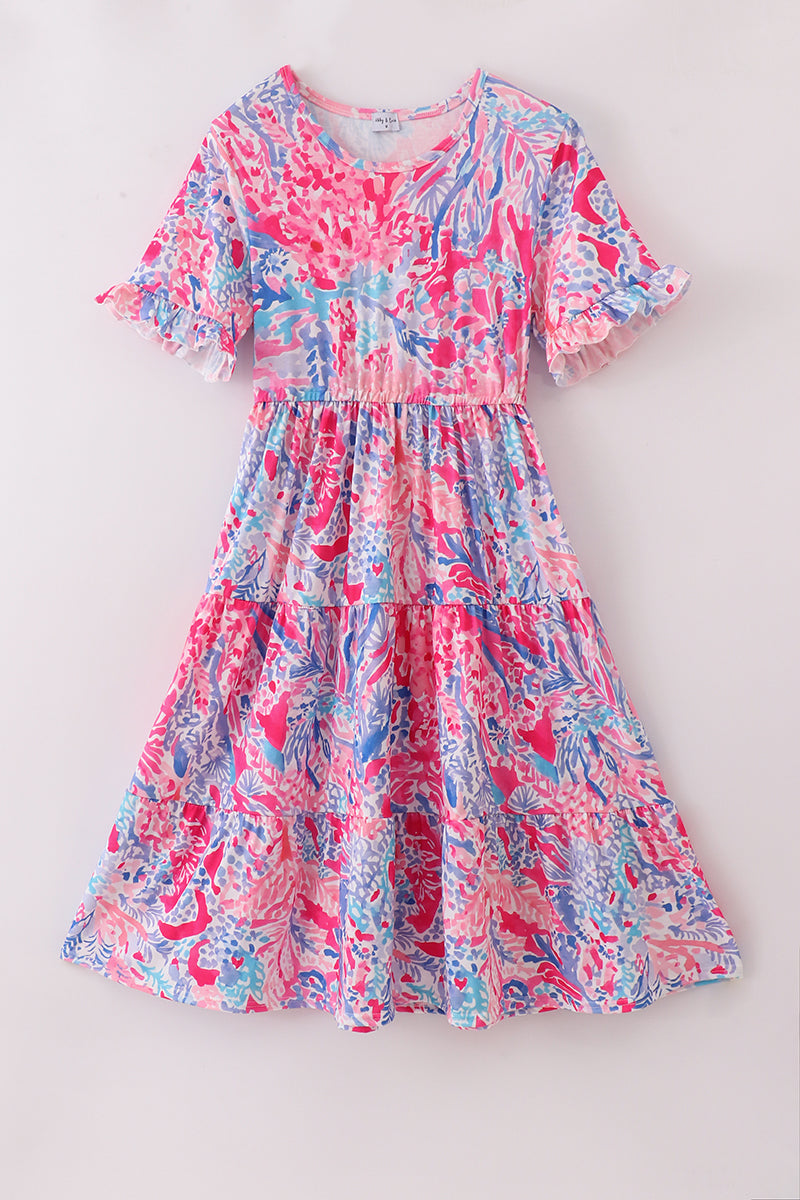 Pink Paradise Reef print mom&me dress