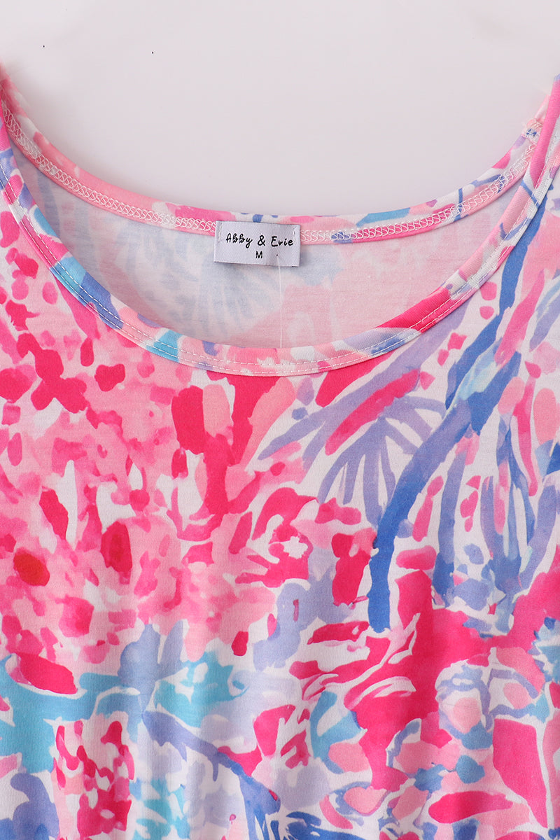 Pink Paradise Reef print mom&me dress