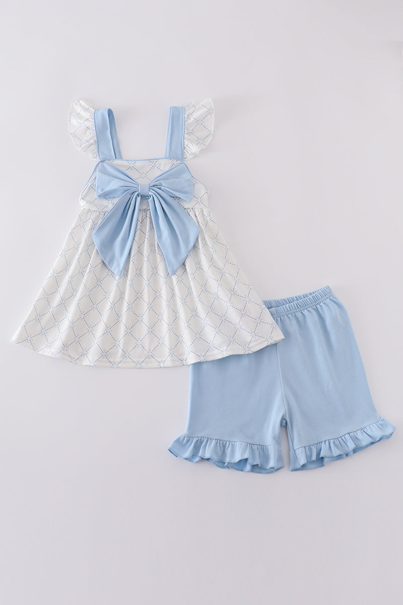 Blue bow classic lattice charm set