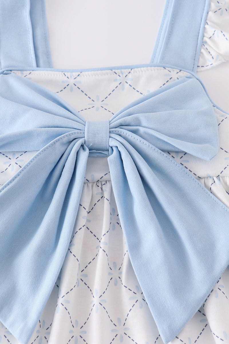 Blue bow classic lattice charm set