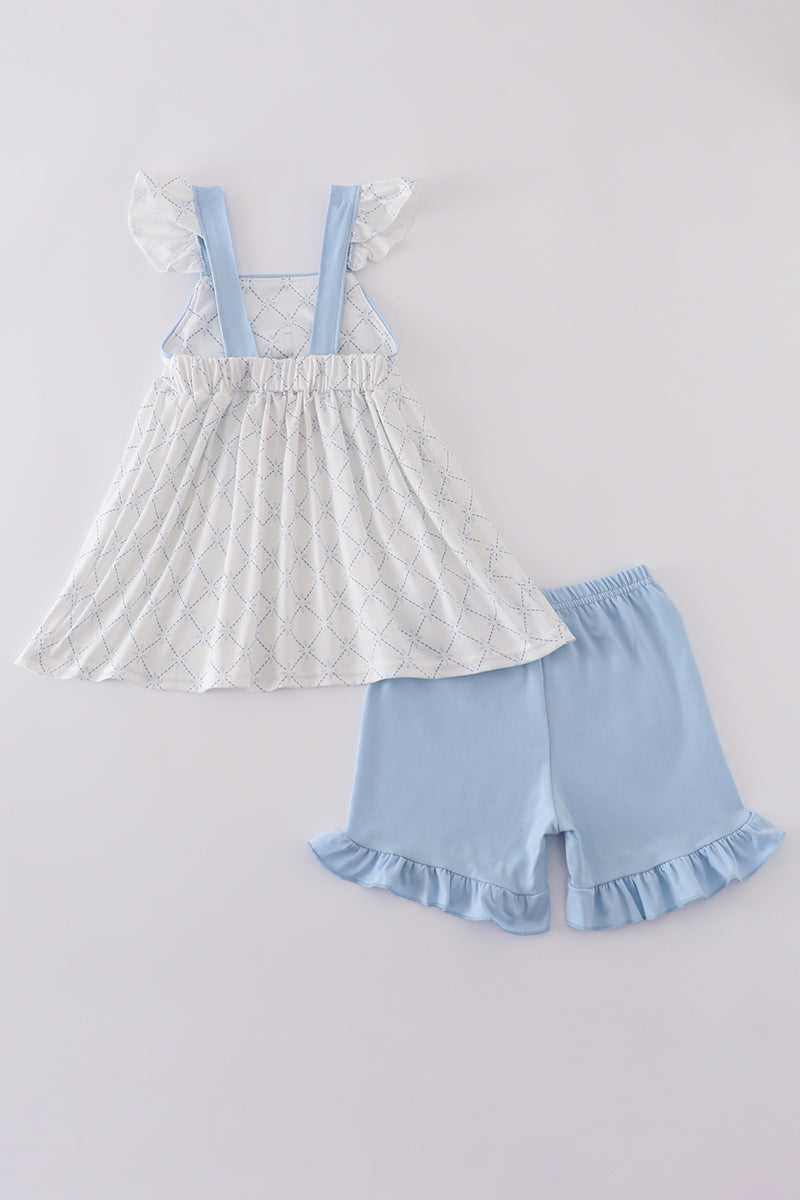 Blue bow classic lattice charm set