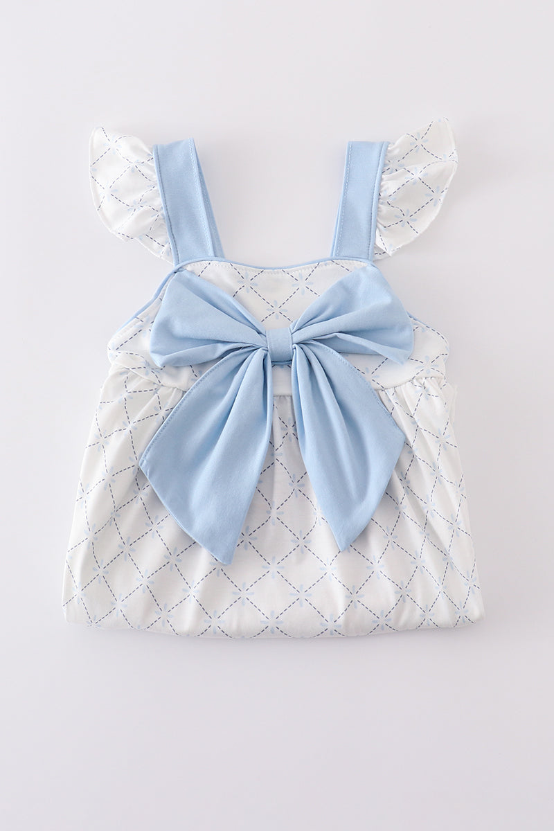 Blue bow classic lattice charm set