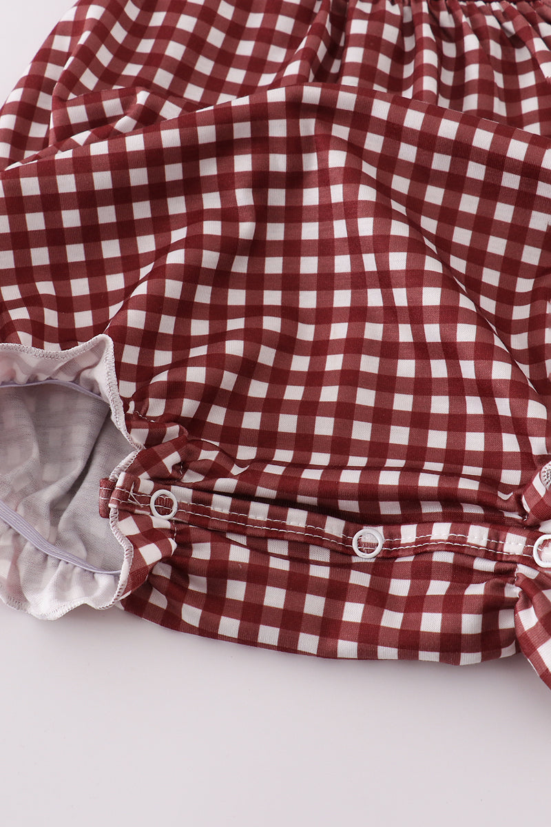 Mississippi MSU embroidery smocked gingham bubble