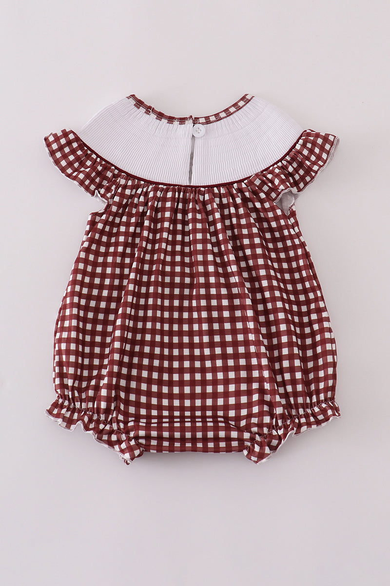 Mississippi MSU embroidery smocked gingham bubble
