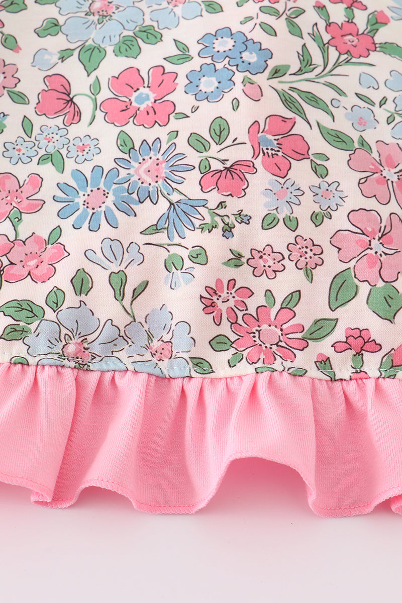 Vintage floral print ruffle bloomer set