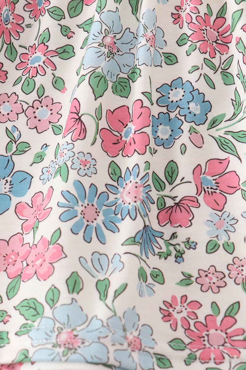Vintage floral print ruffle bloomer set
