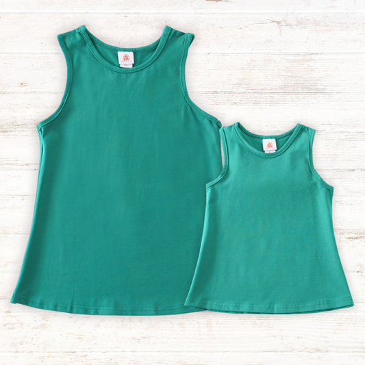 Teal blank basic kids teens adult tank top