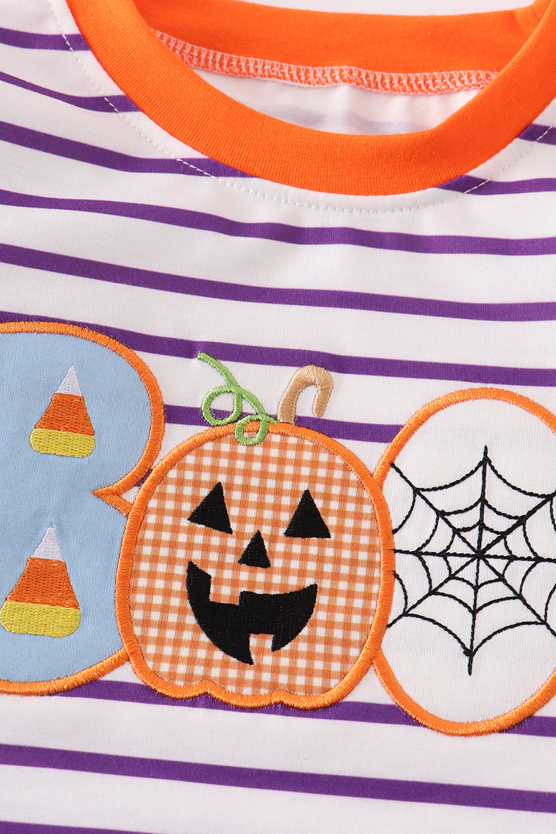 Purple Stripe BOO Applique Top