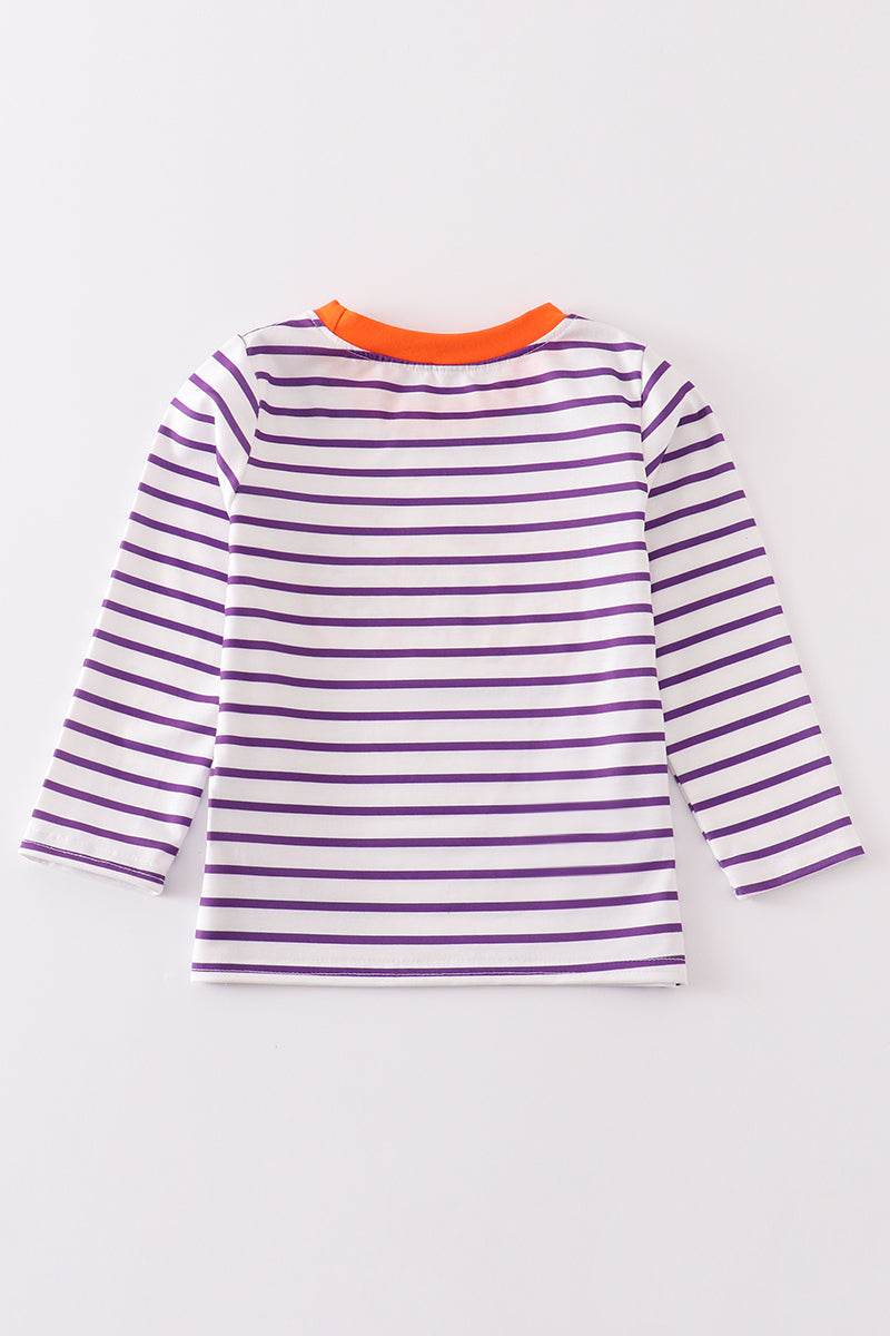 Purple Stripe BOO Applique Top