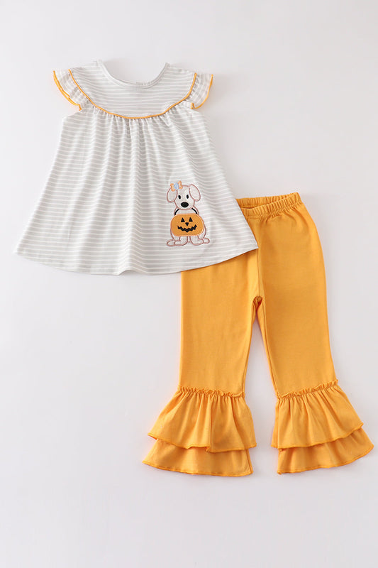 Grey Stripe Pumpkin Applique Set