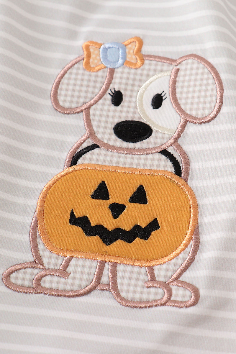 Grey Stripe Pumpkin Applique Set