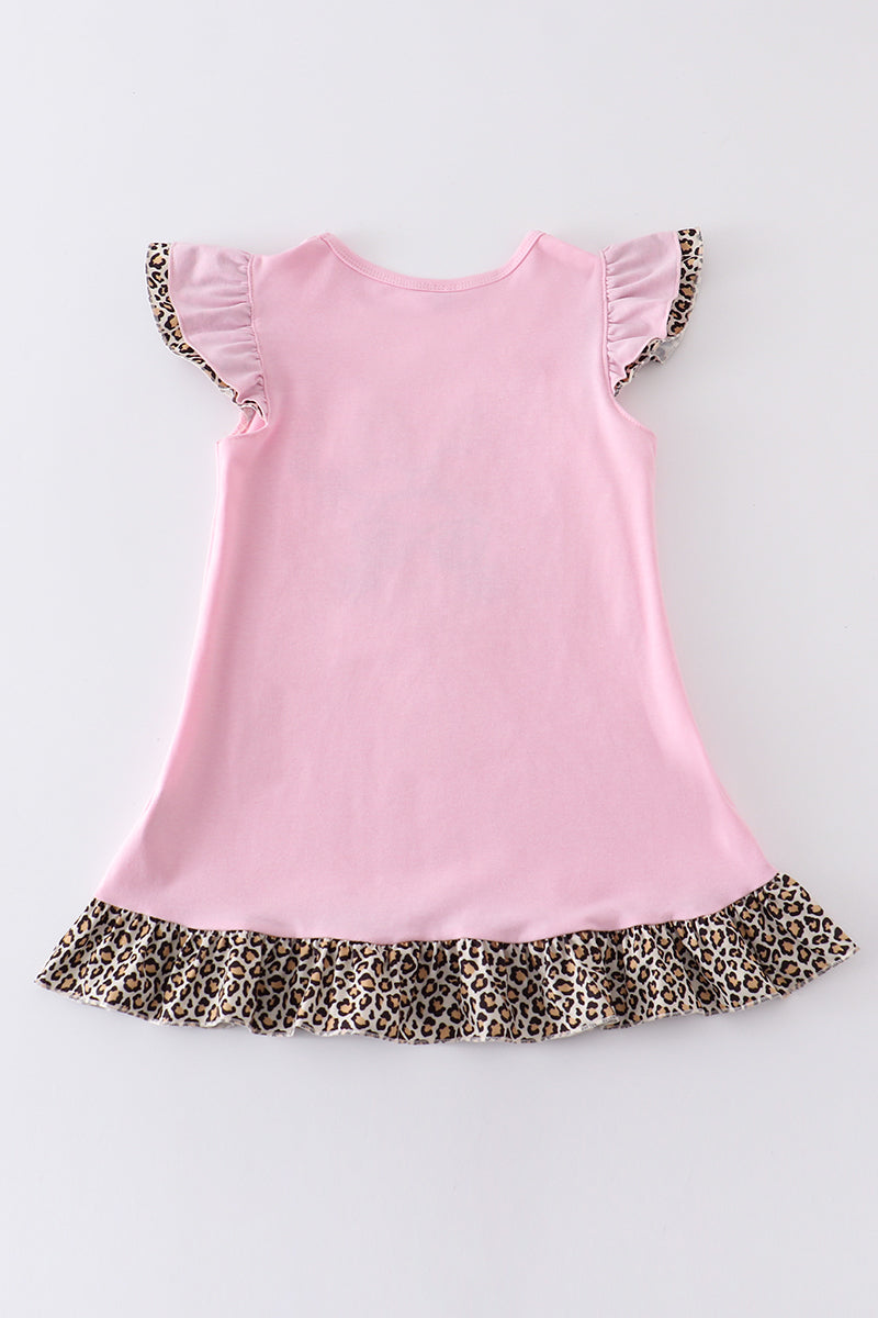 Pink bunny applique ruffle dress