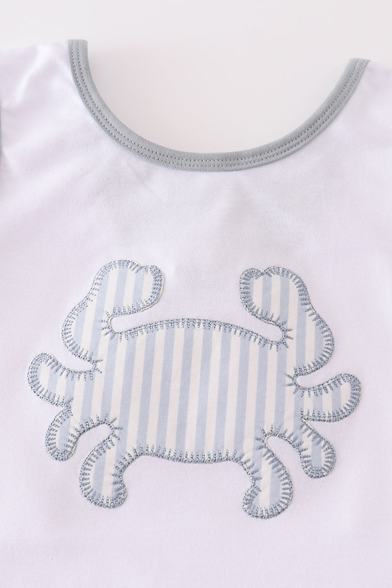 White crab applique girl set