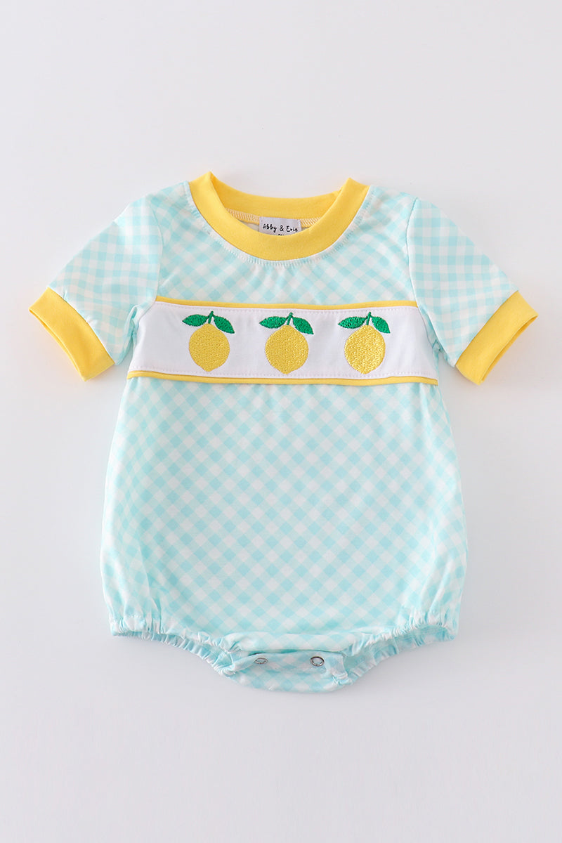 Mint lemon embroidery boy bubble