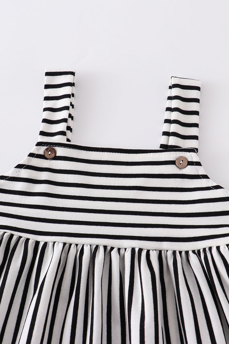 Black stripe strap girl dress