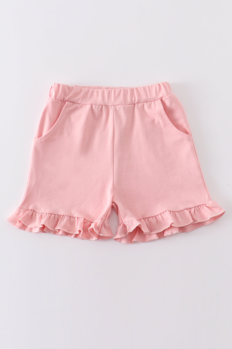 Pink basic ruffle shorts