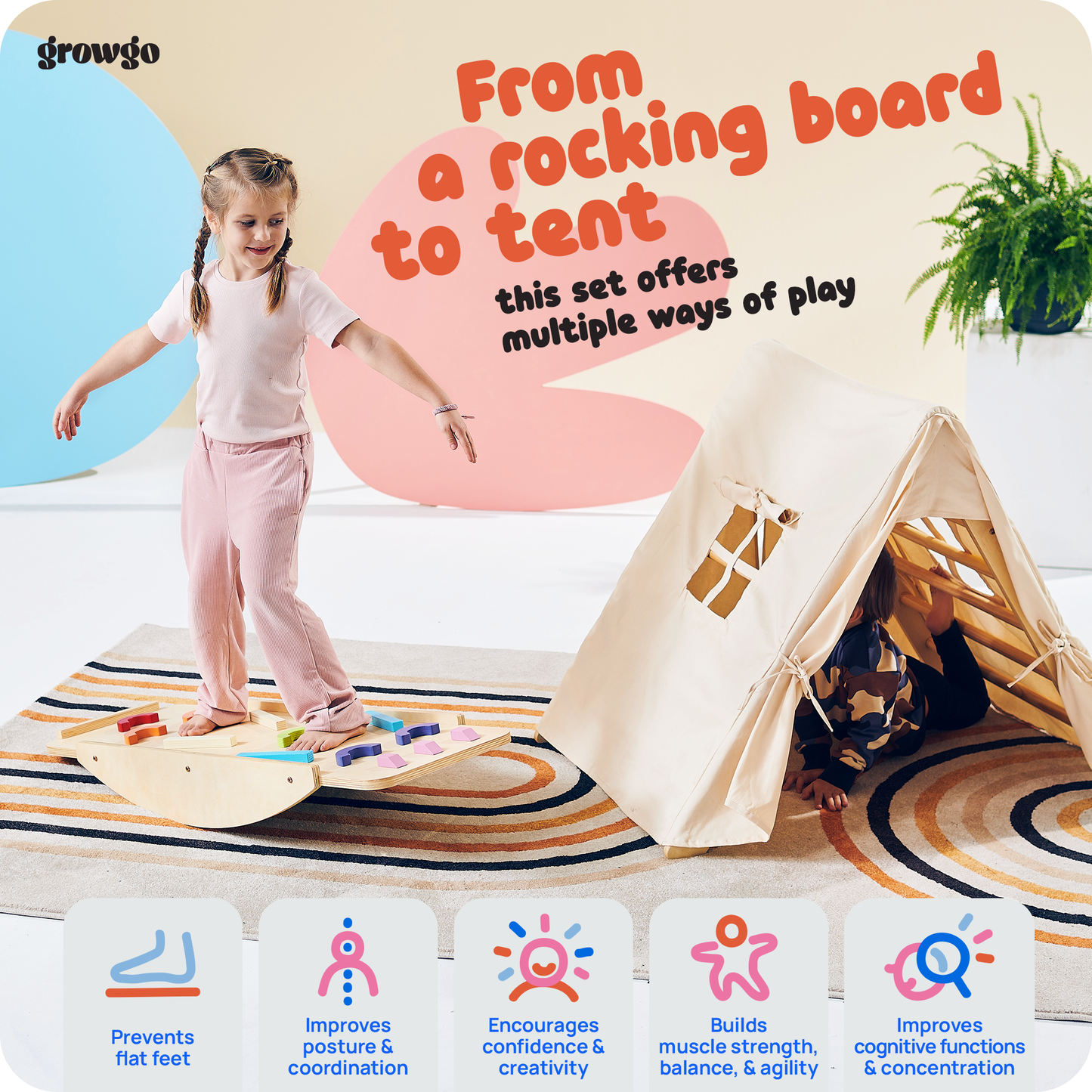 Pikler Triangle Kit 6 in 1 - Unique Patented Design, Inspired by Montessori