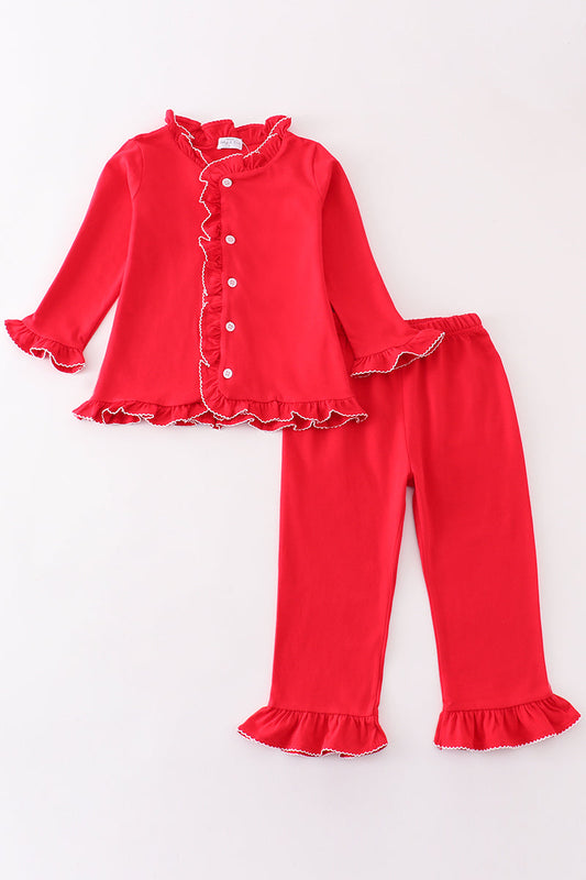 Premium Red ruffle girl pajama set