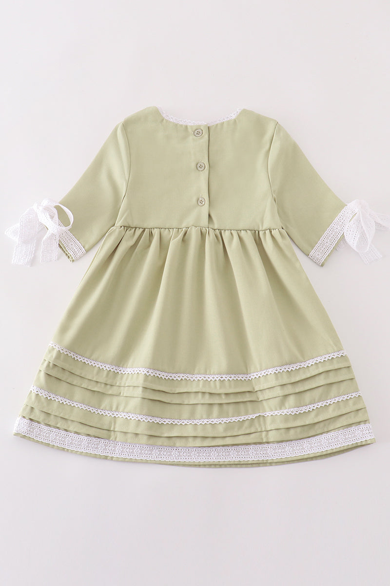 Premium Sage lace ruffle dress