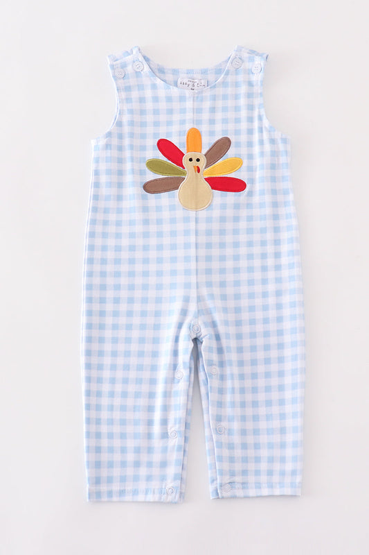 Premium Blue turkey embroidery plaid boy jonjon