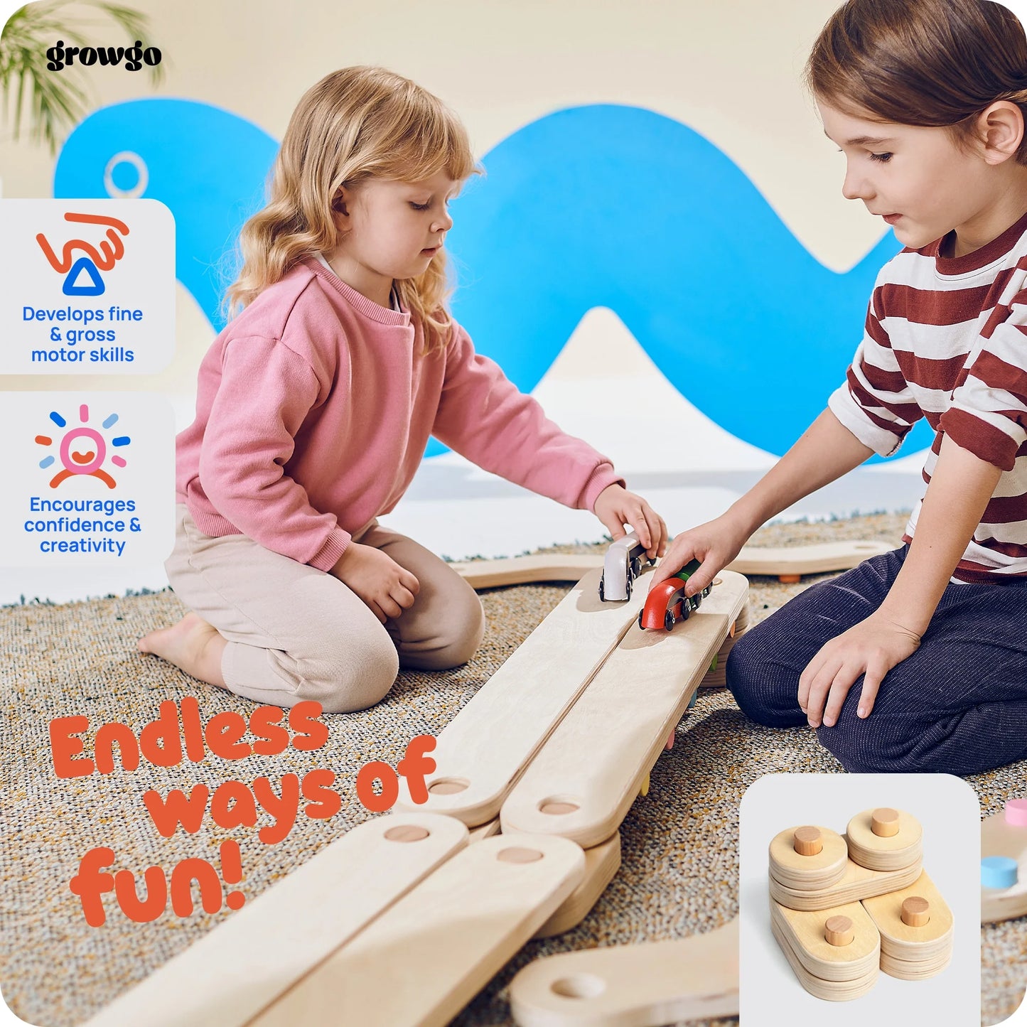 Balance Beams Set 2 in 1 Inspired by Montessori