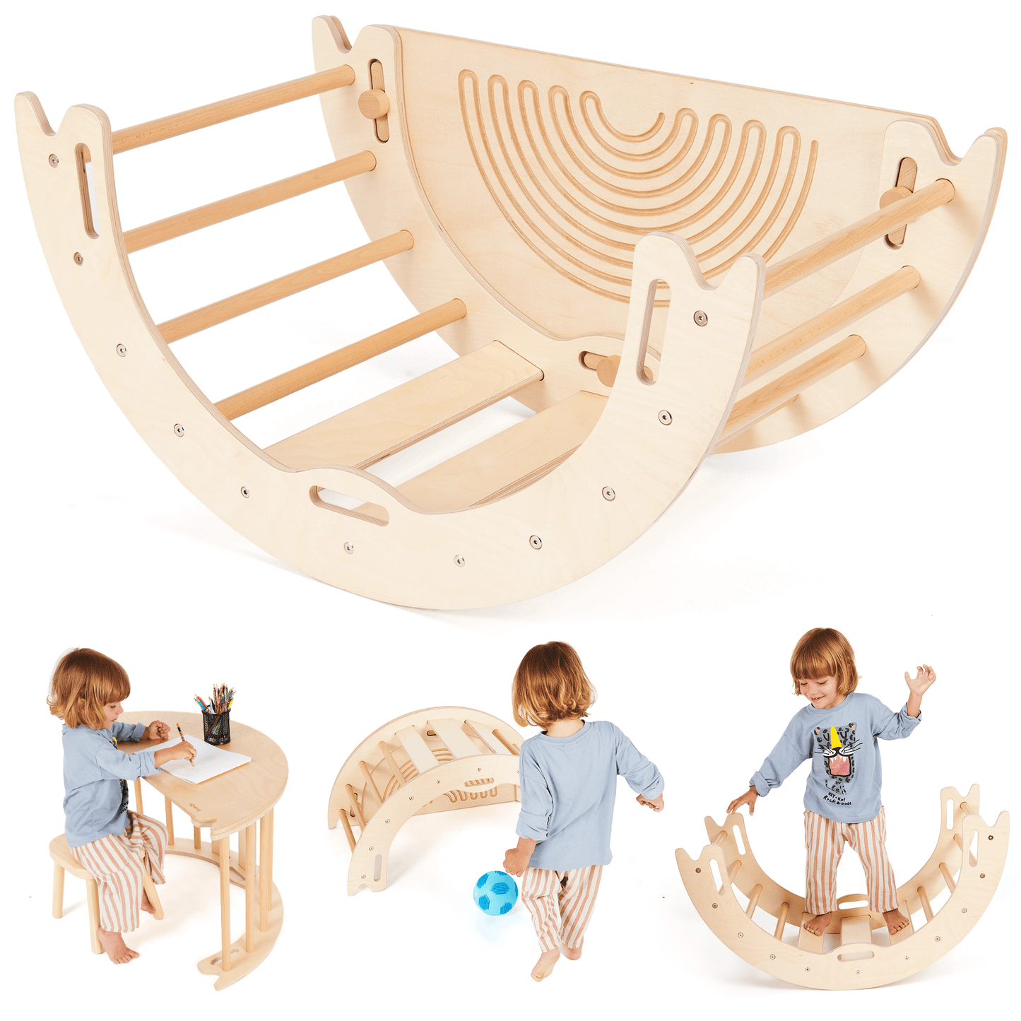 Montessori 4in1 Climbing Arch & Rocker with Tabletop