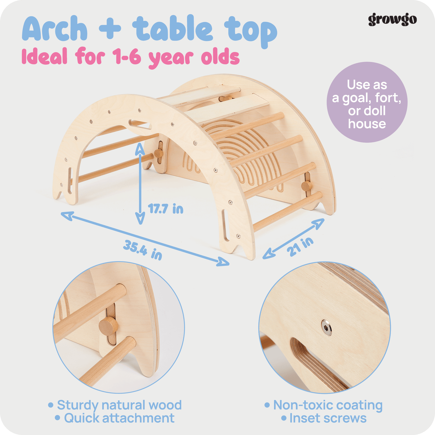 Montessori 4in1 Climbing Arch & Rocker with Tabletop