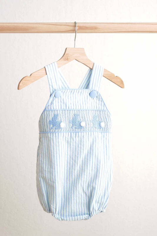 Blue easter bunny hand-smocked boy bubble