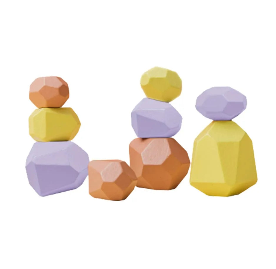 Wooden Rainbow Stones Building Blocks