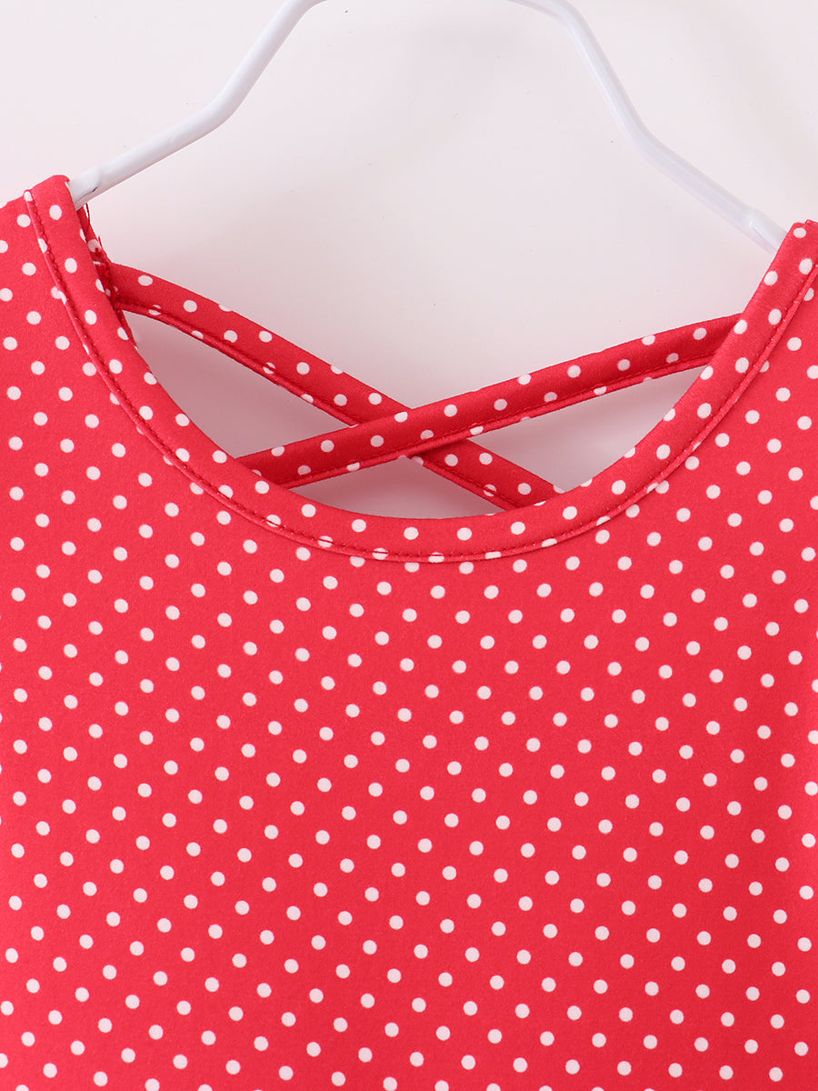 Back to School Red Apple Polka Dots Pocket Girl Dress