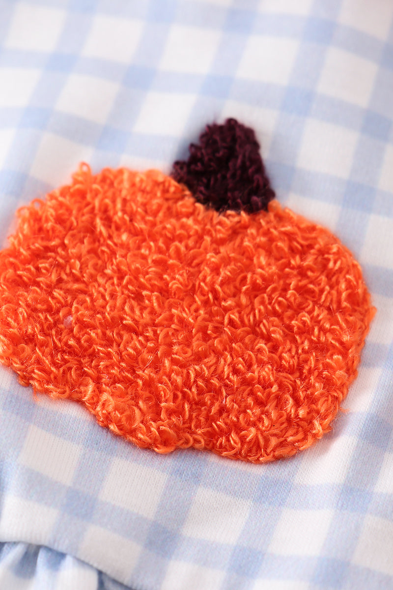 Pumpkin French Knot Plaid Set