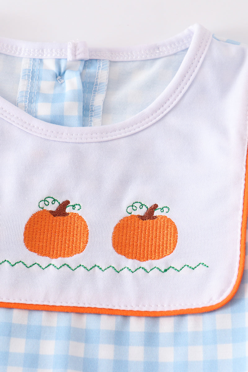 Blue Plaid Pumpkin Embroidery Set