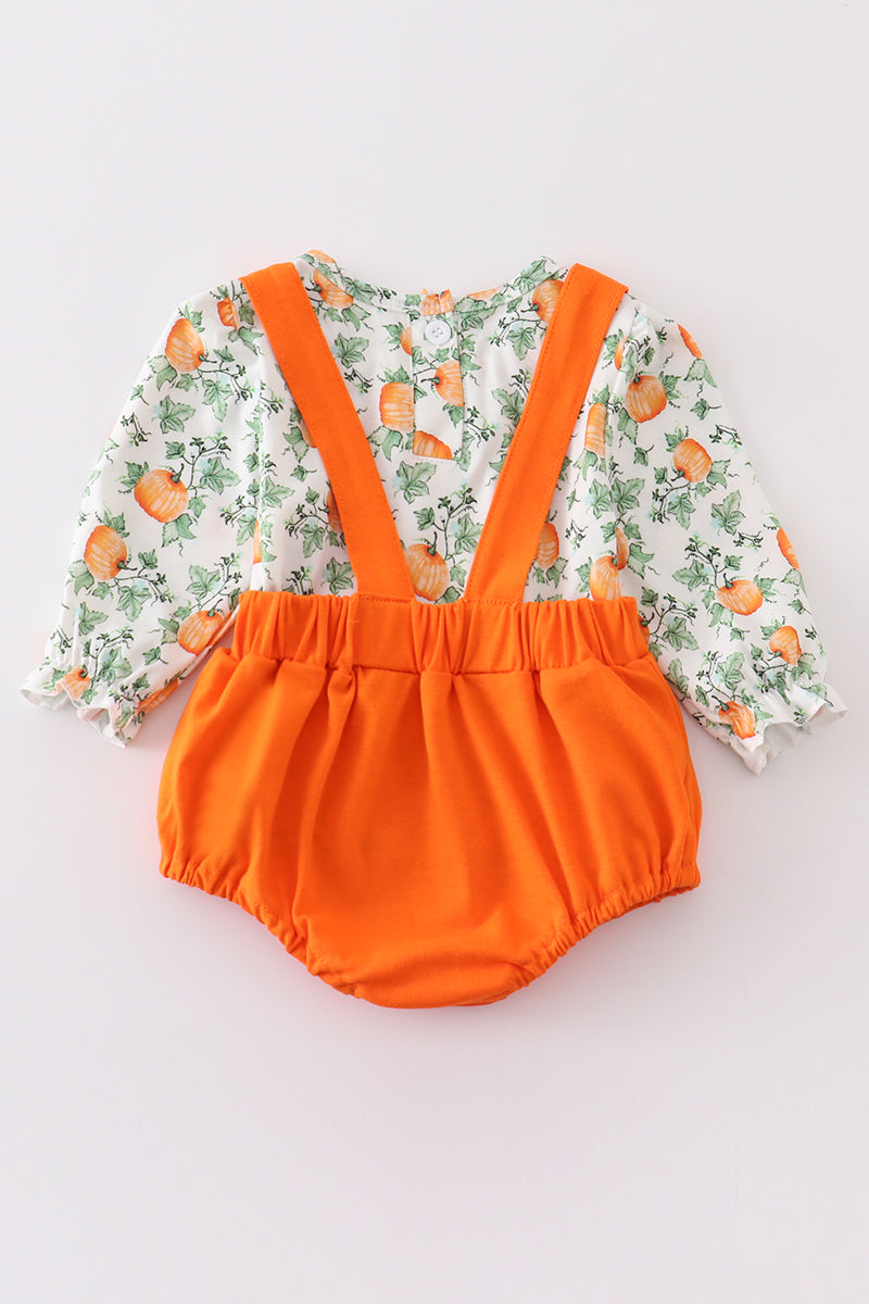 Pumpkin Floral Bubble Set - Girl