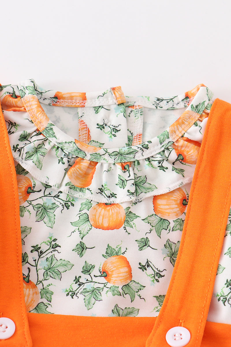 Pumpkin Floral Bubble Set - Girl