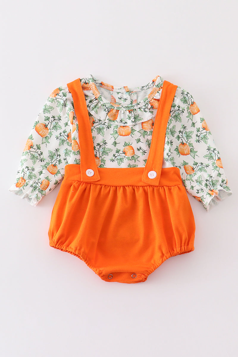 Pumpkin Floral Bubble Set - Girl