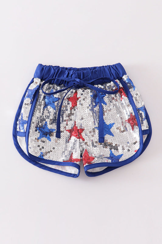 Patriotic star sequins girl shorts