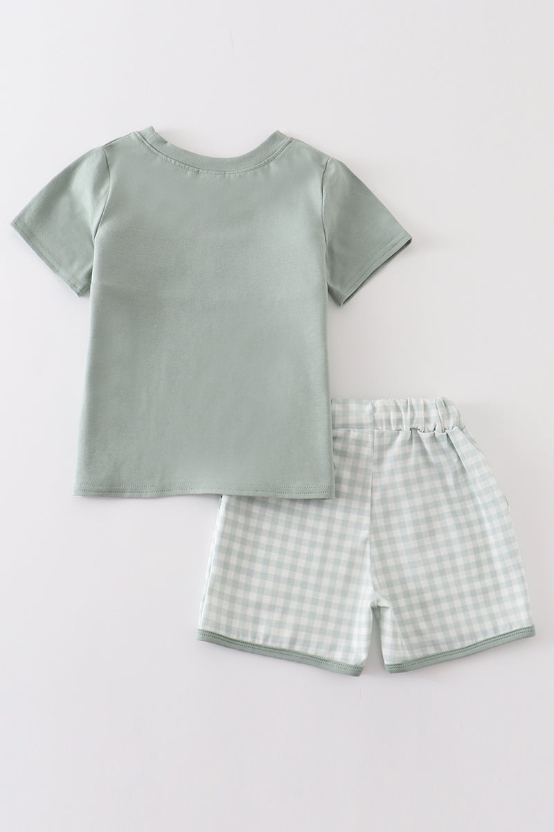 Sage Plaid "Mama's Boy" Set