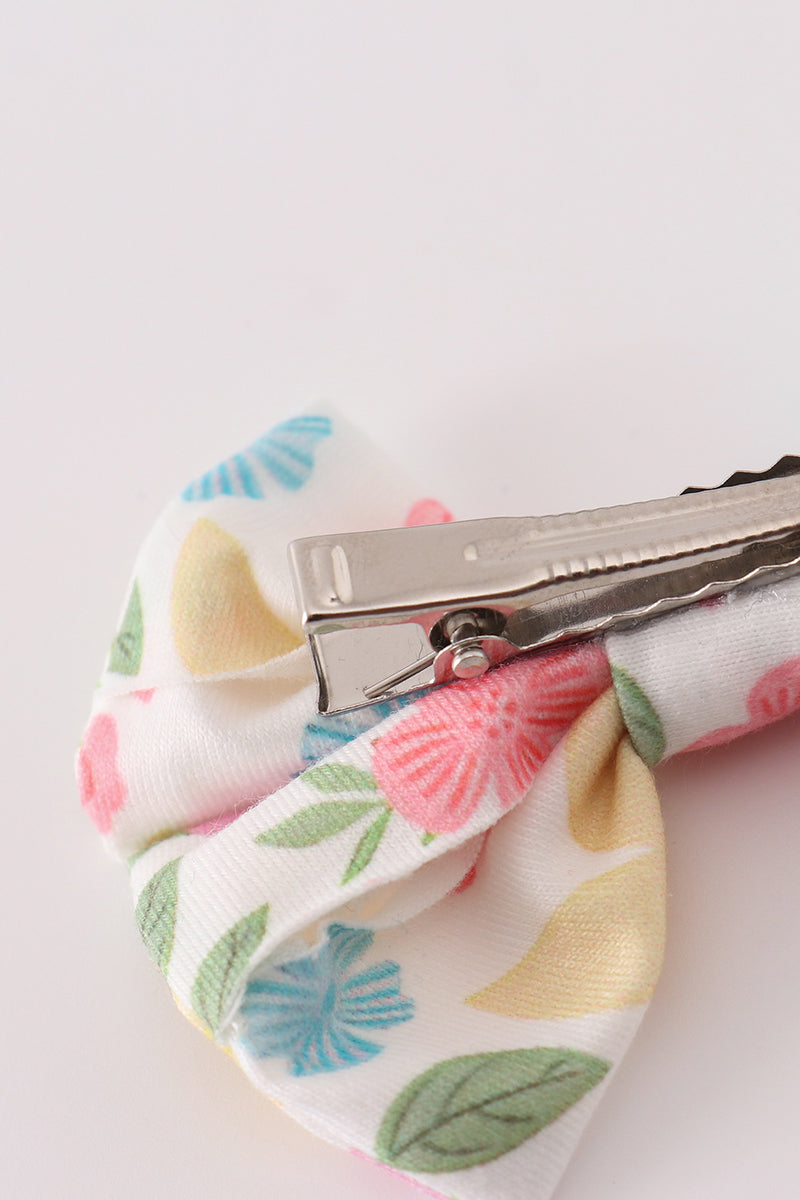 Floral print hair bow