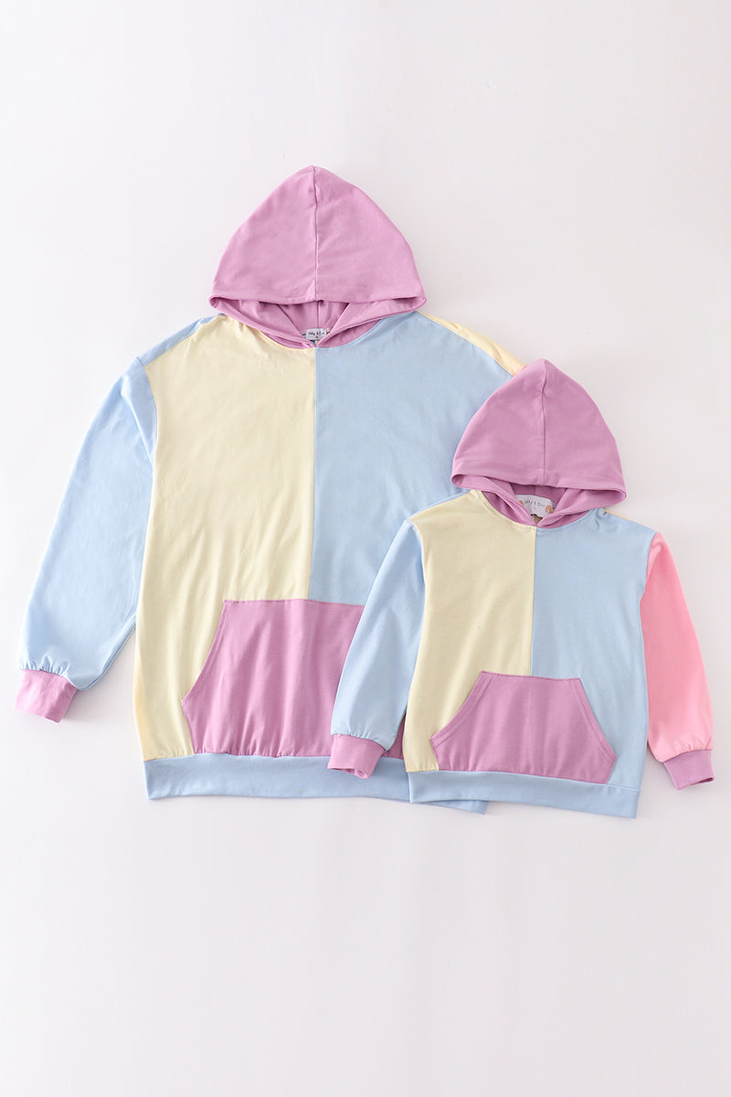 Multicolored blocks mom hoodie mom&me