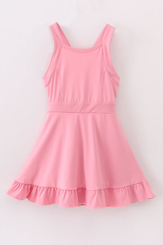 Pink active sporty ruffle tennis dress